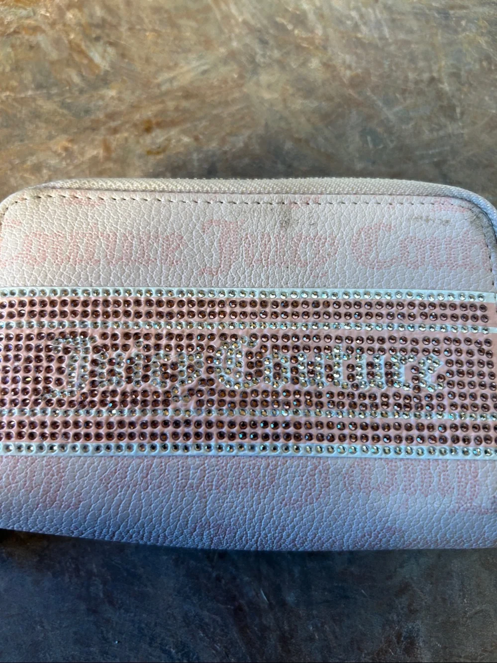 Juicy Couture Pink Rhinestone Zip Around Wallet